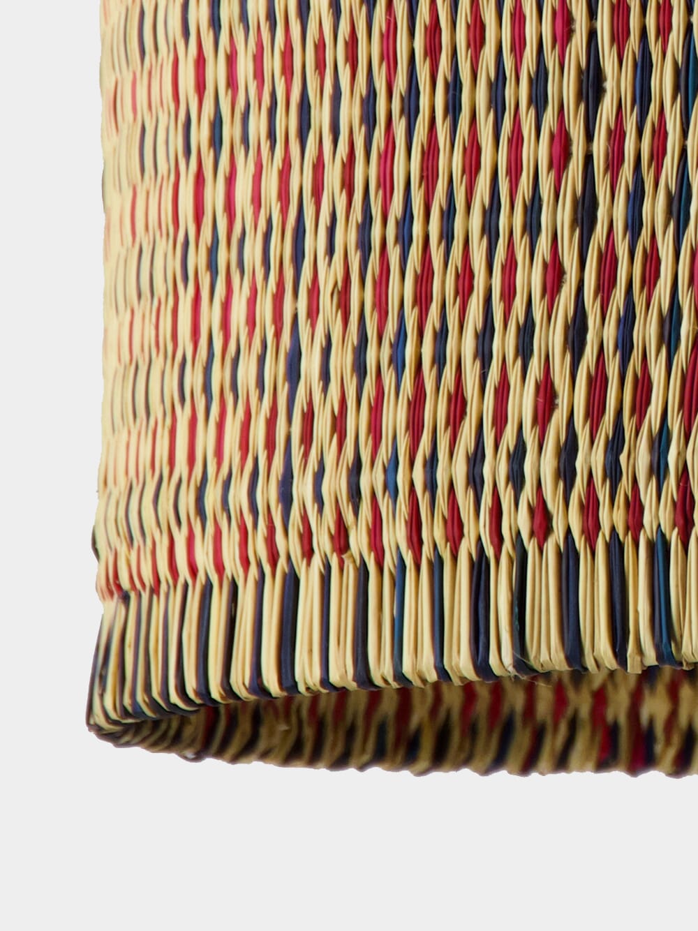 Handmade Coruche Natural, Red and Blue Reed Ceiling Lamp