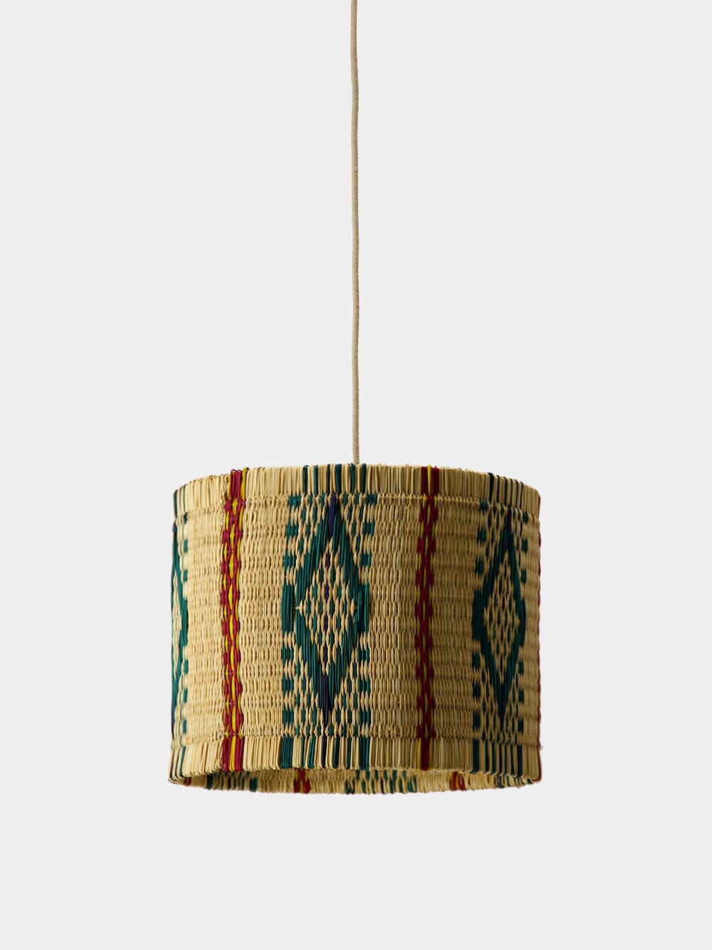 Handmade Coruche Natural and Multicolour Reed Ceiling Lamp