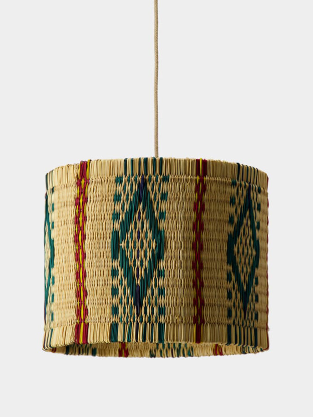 Handmade Coruche Natural and Multicolour Reed Ceiling Lamp