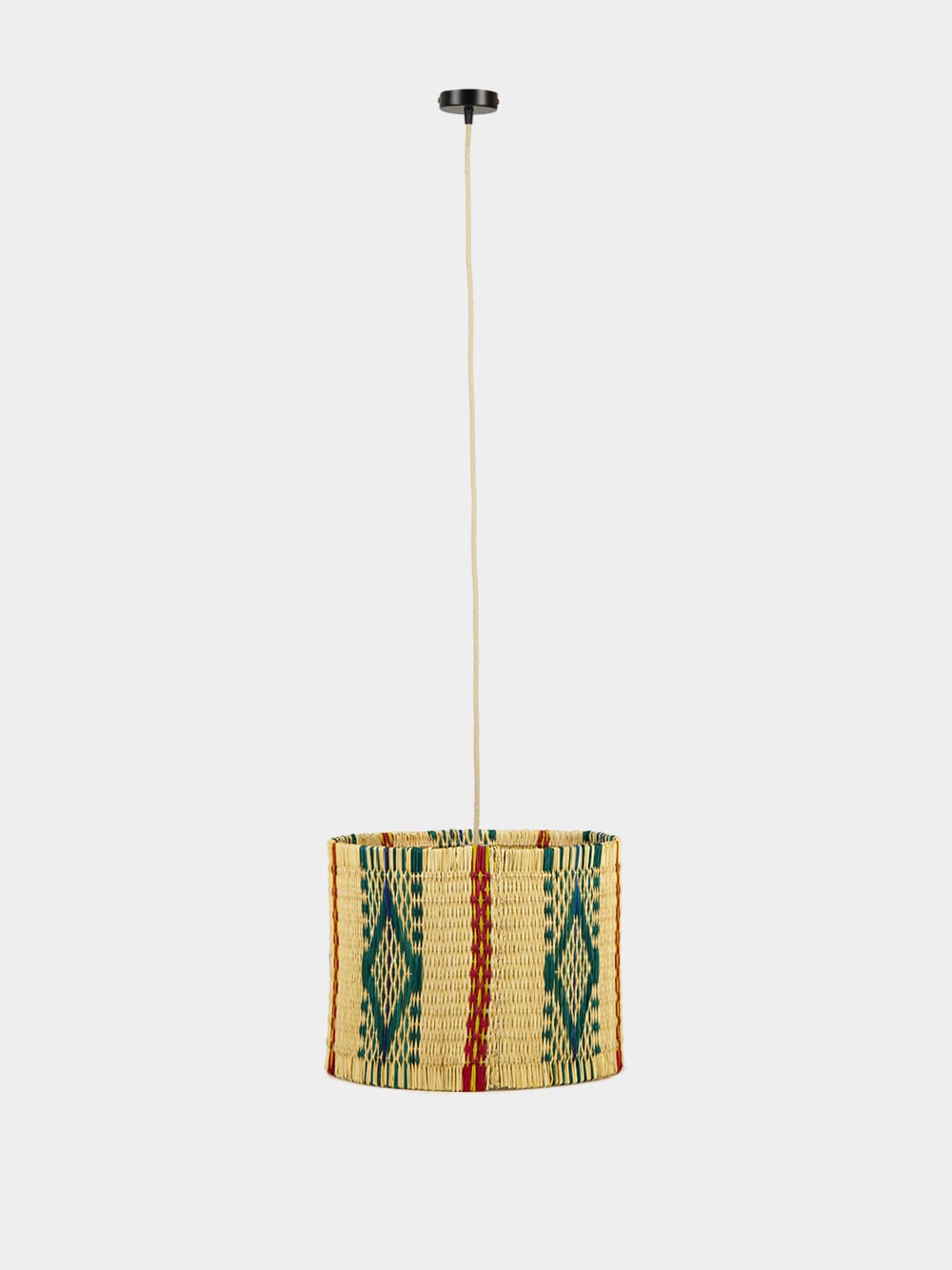 Handmade Coruche Natural and Multicolour Reed Ceiling Lamp