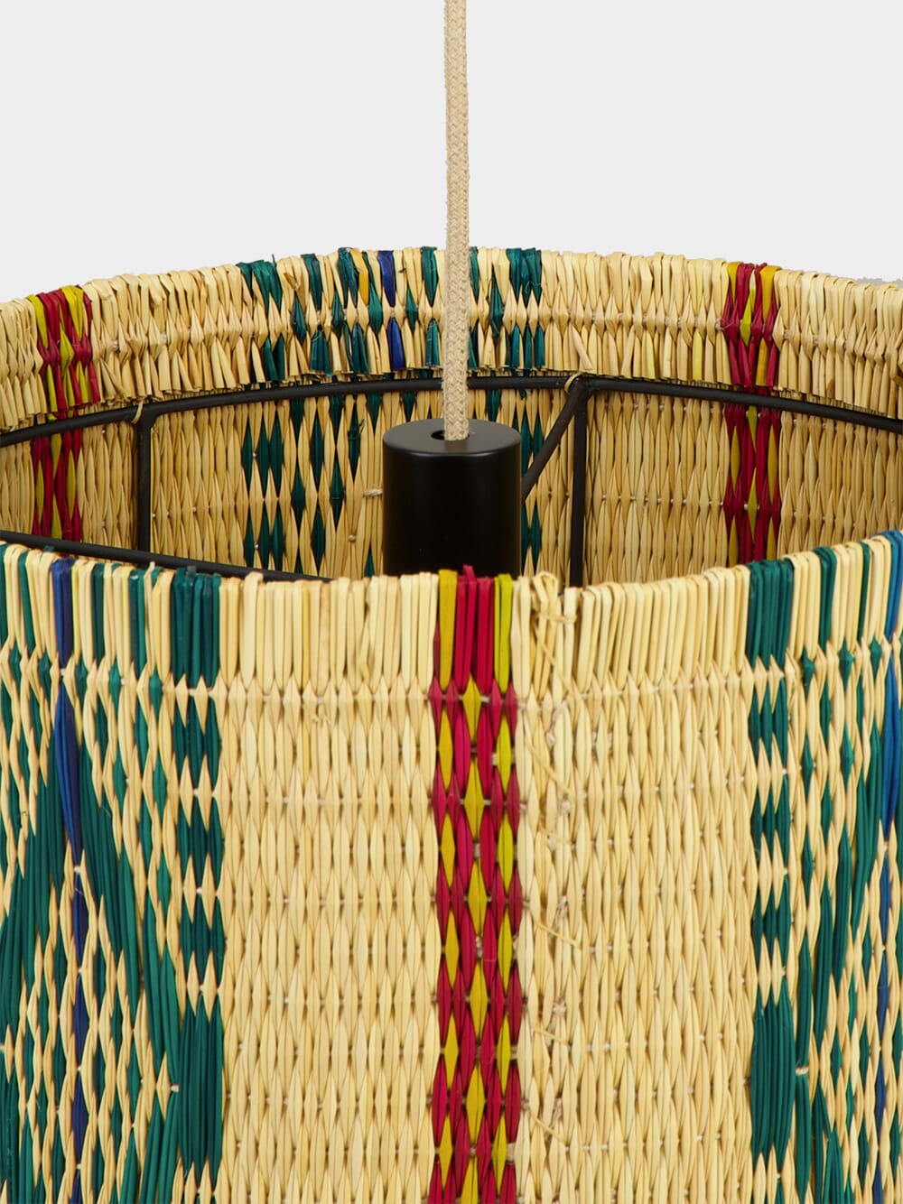 Handmade Coruche Natural and Multicolour Reed Ceiling Lamp