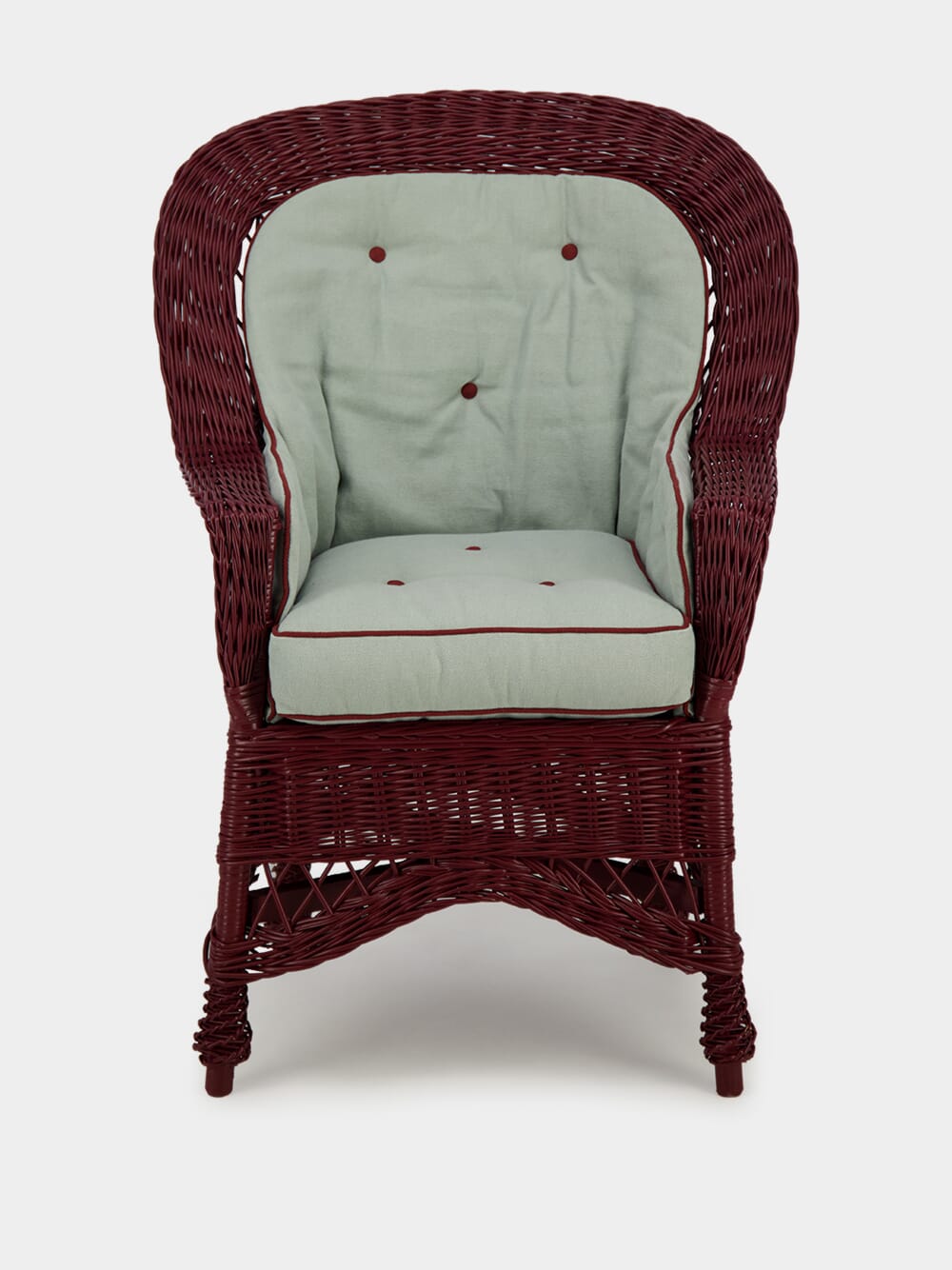 Furnas Light Blue and Bordeaux Linen Seating Cushion