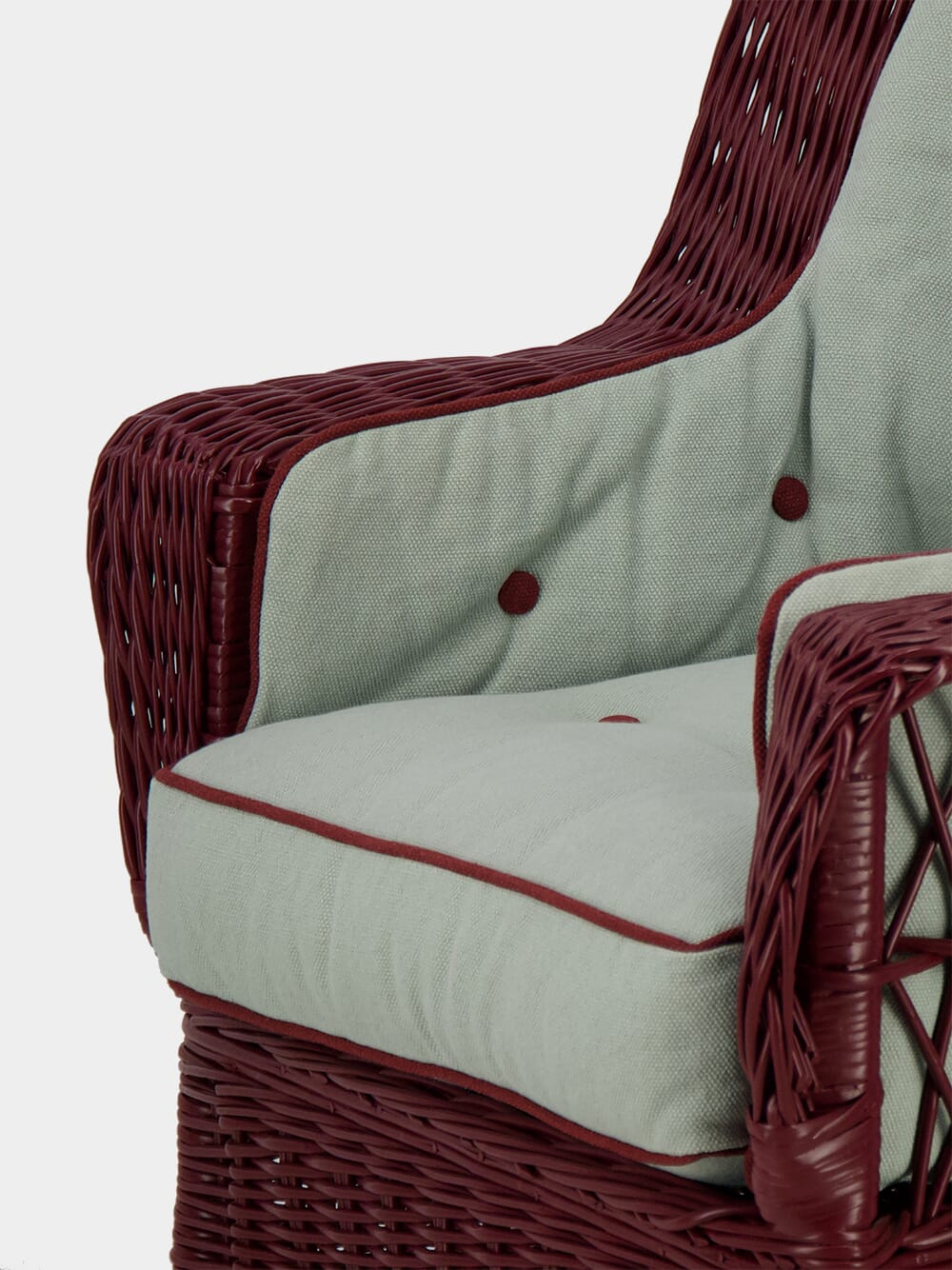 Furnas Light Blue and Bordeaux Linen Seating Cushion