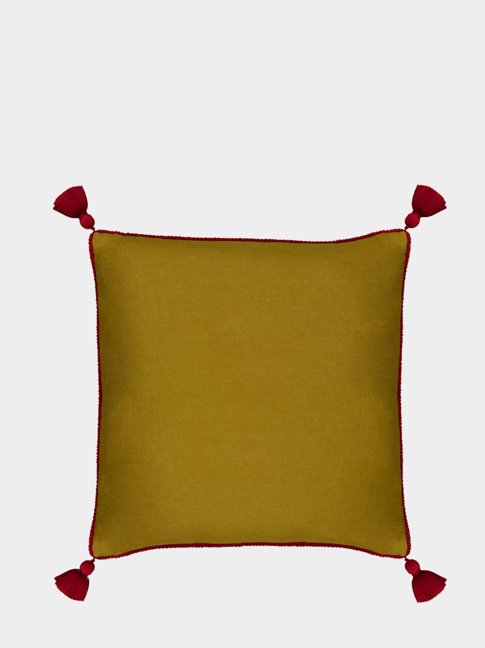 Hand-Embroidered Viana Mustard Linen Cushion