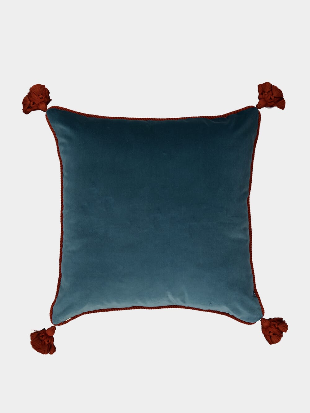 Afonso Blue Velvet and Chenille Embroidered Cushion