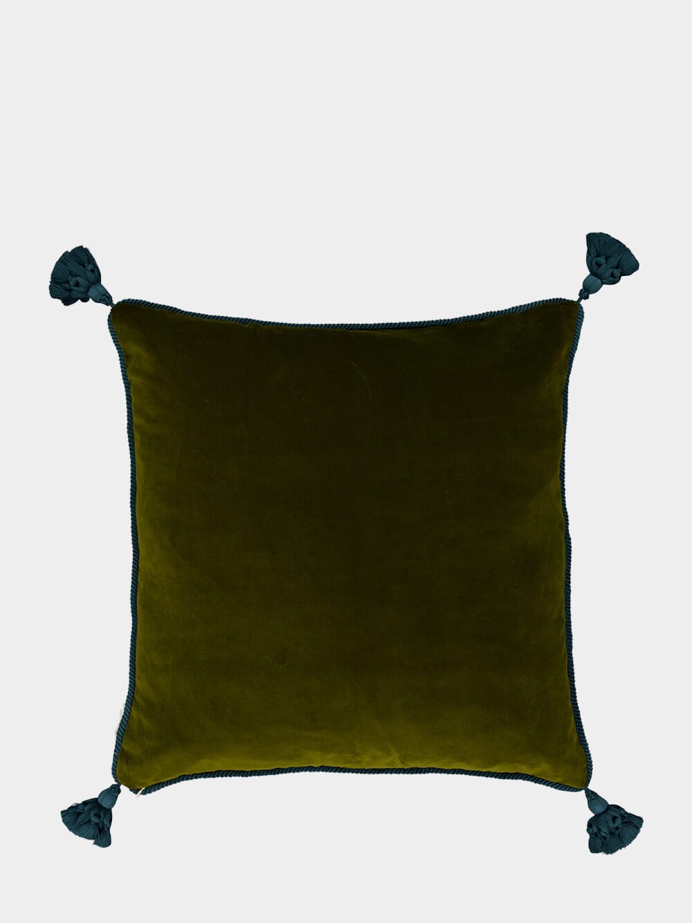 Afonso Dark Green Velvet and Chenille Embroidered Cushion