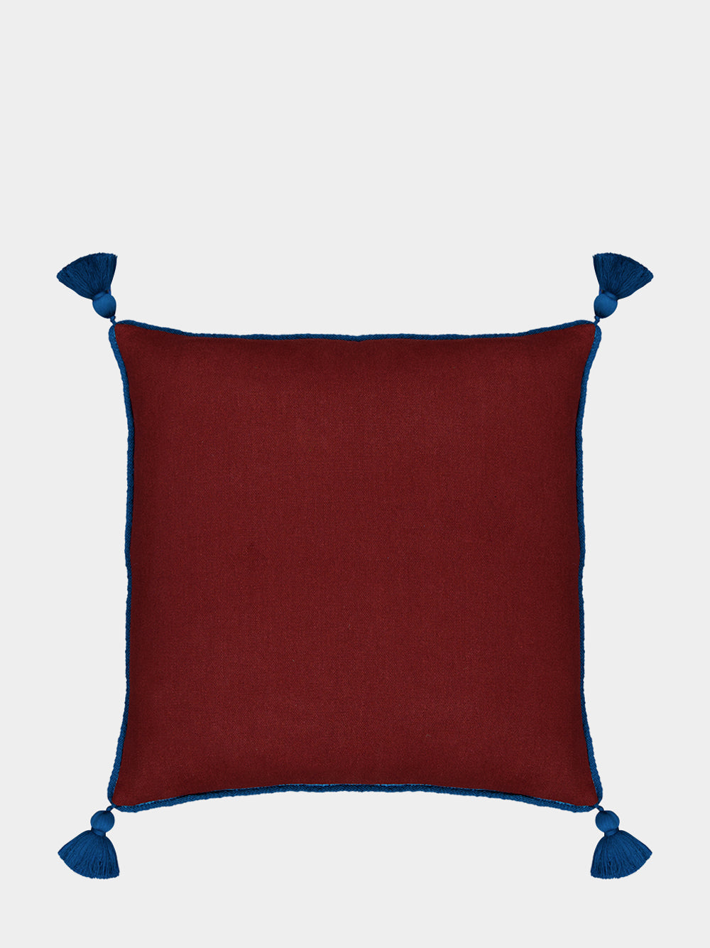 Dinis Bordeaux Linen and Chenille Embroidered Cushion
