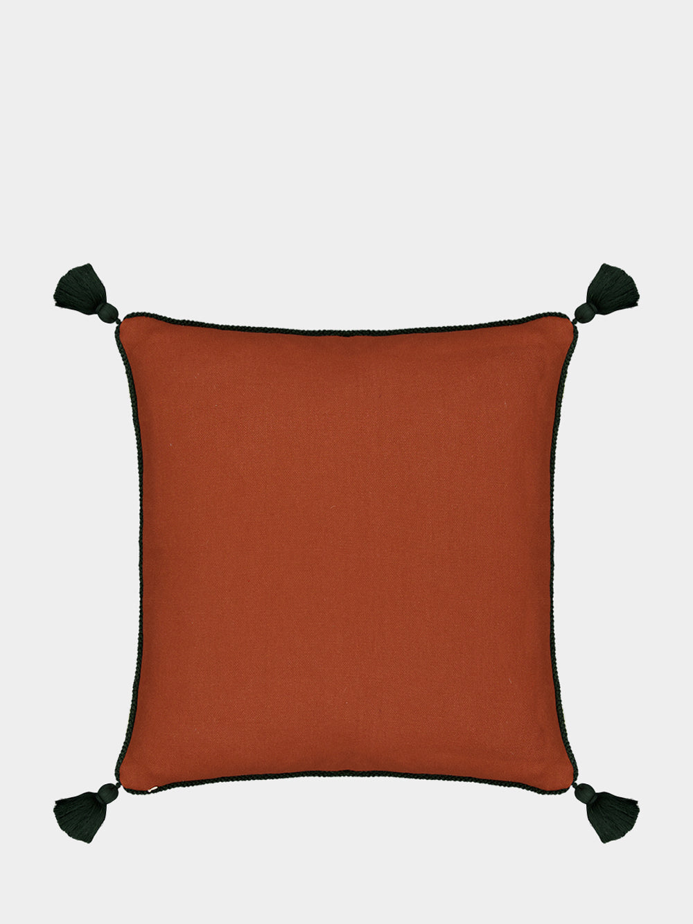 Dinis Brick Linen and Chenille Embroidered Cushion
