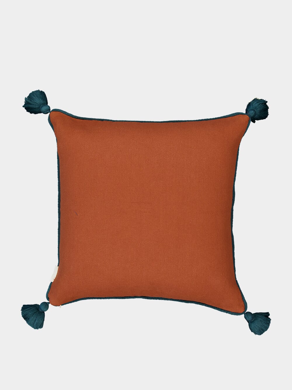 Dinis Brick Linen and Chenille Embroidered Cushion
