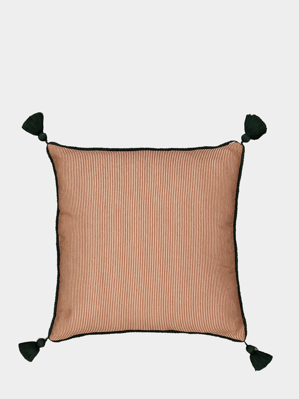 Dinis Brick Striped Cotton and Chenille Embroidered Cushion