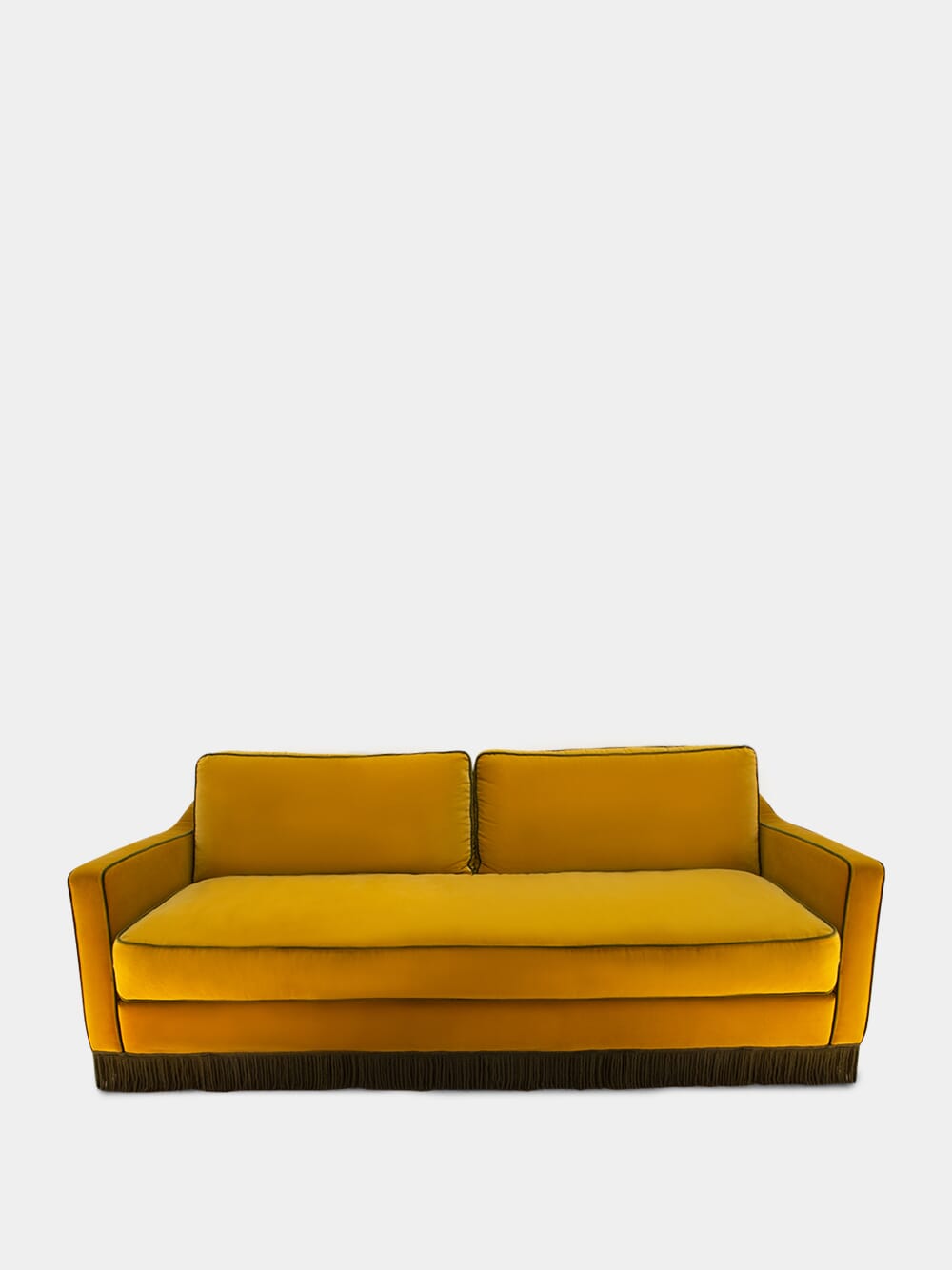 Afonso Yellow and Green Wood Velvet Sofa