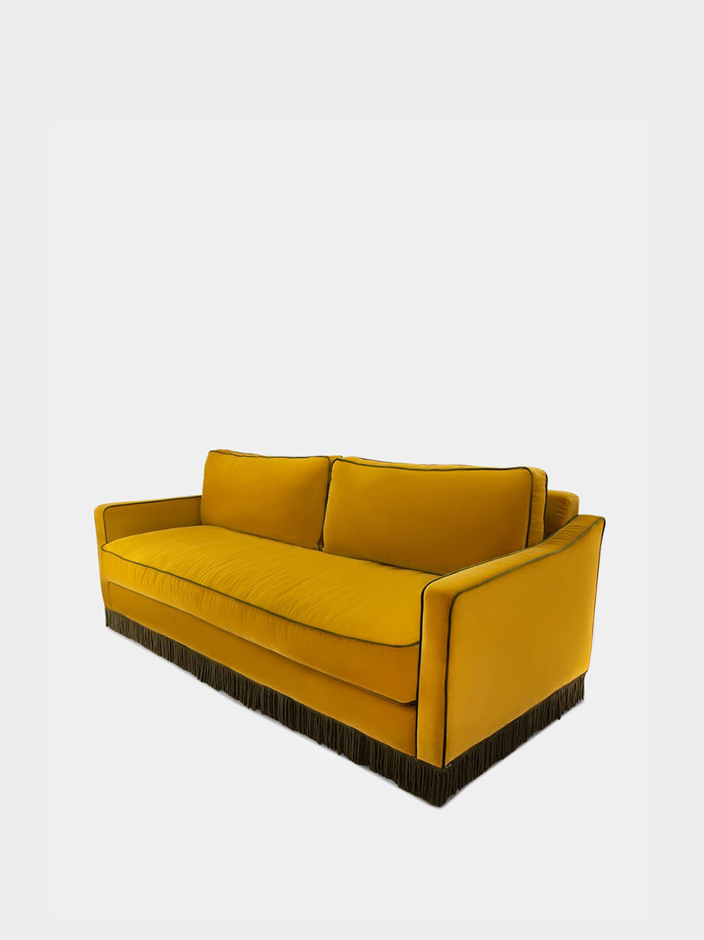 Afonso Yellow and Green Velvet Sofa