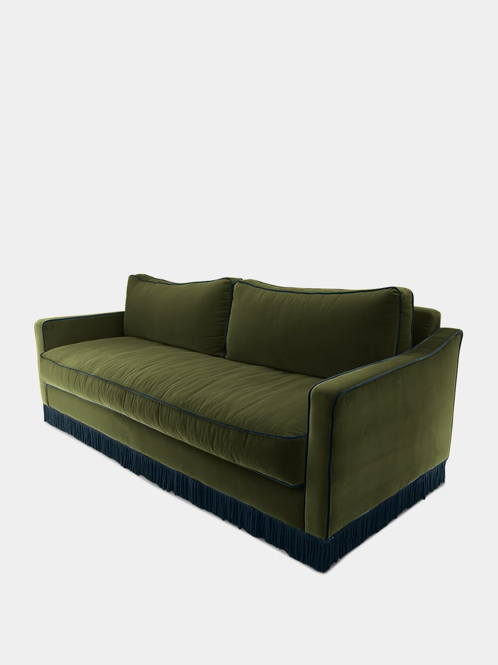 Afonso Green and Blue Wood Velvet Sofa