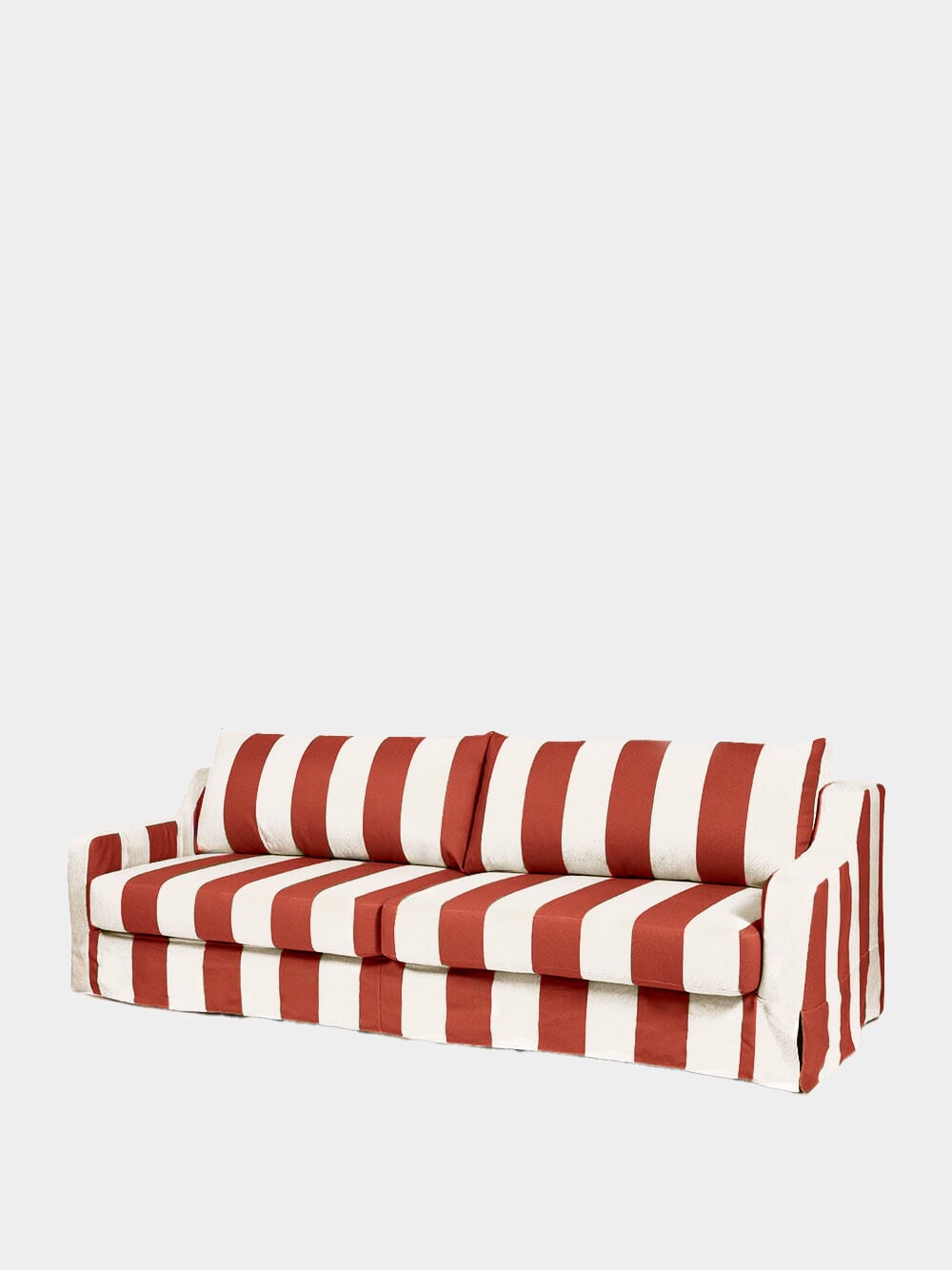 Manuel Bordeaux Striped Linen and Wood Sofa