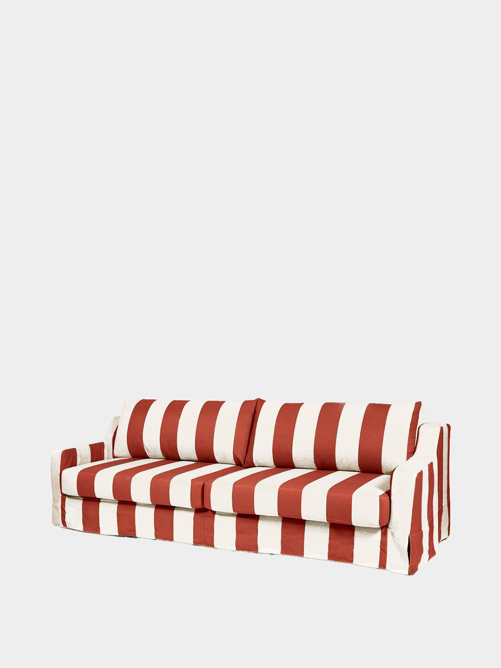 Manuel Bordeaux Striped Linen Three-Seater Sofa