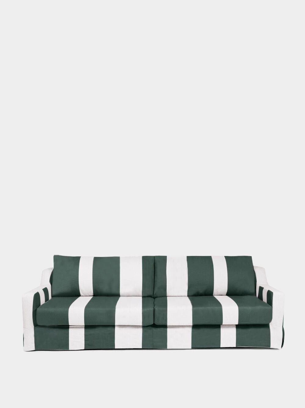 Manuel Green Striped Linen and Wood Sofa