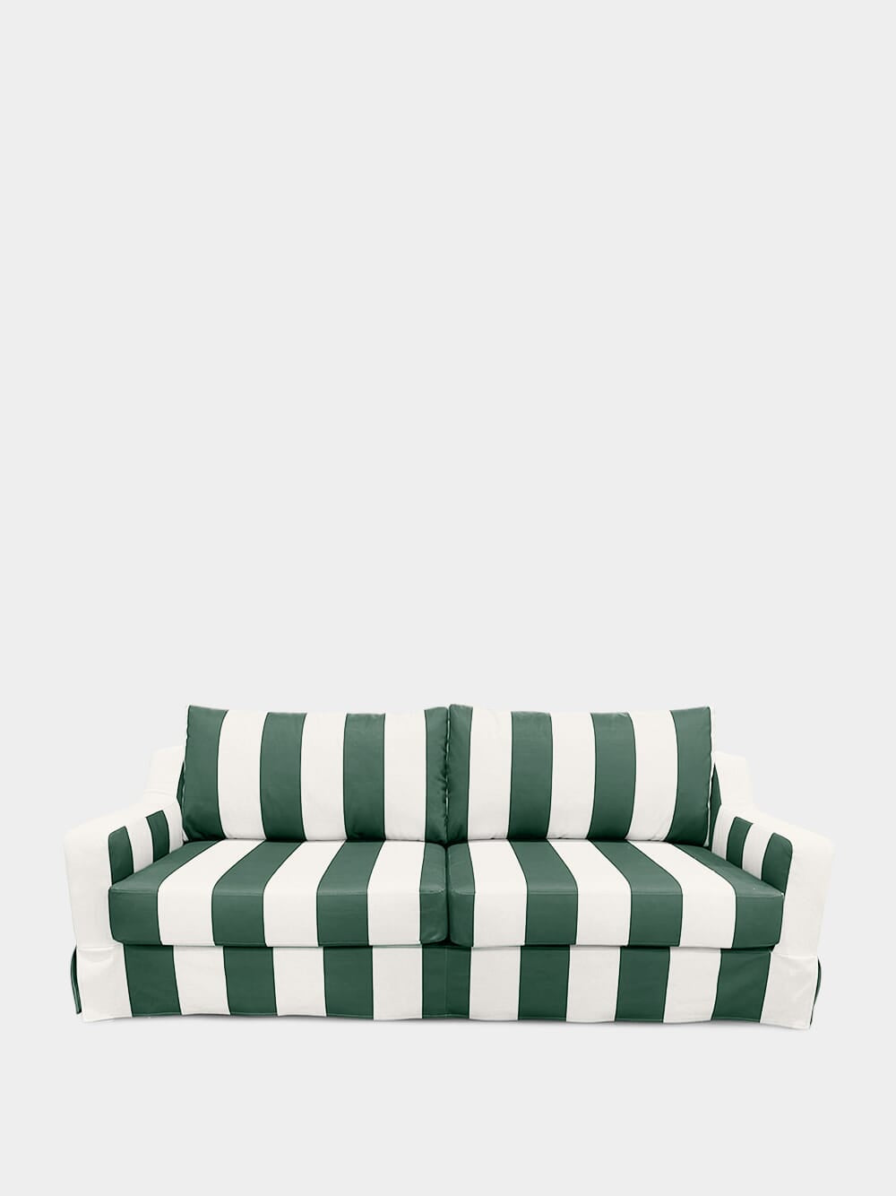 Manuel Green Striped Linen and Wood Sofa