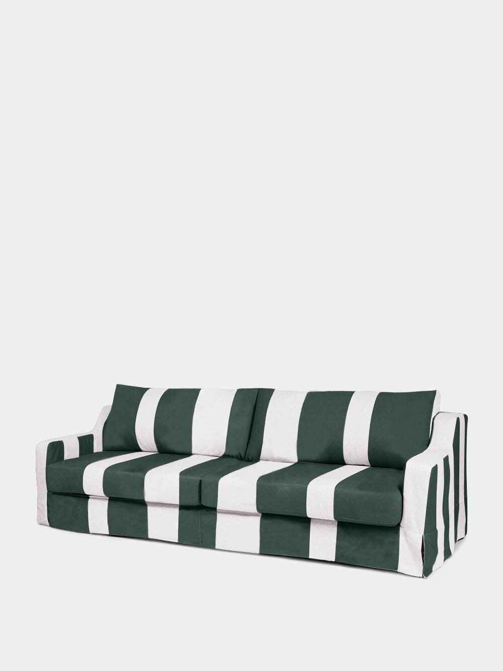 Manuel Green Striped Linen and Wood Sofa