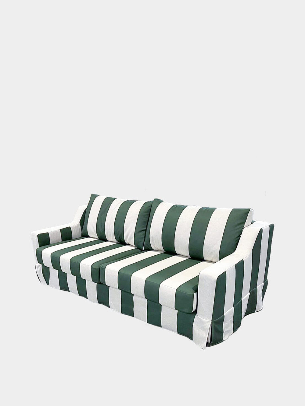Manuel Green Striped Linen Three-Seater Sofa