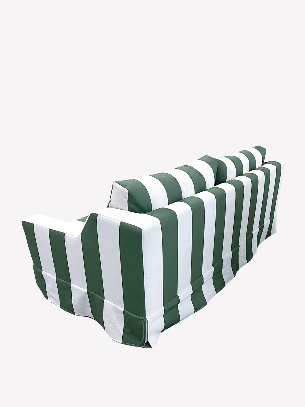 Manuel Green Striped Linen and Wood Sofa