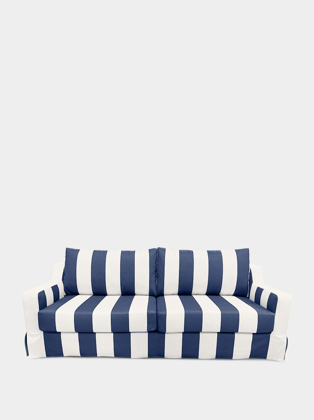 Manuel Blue Striped Linen and Wood Sofa