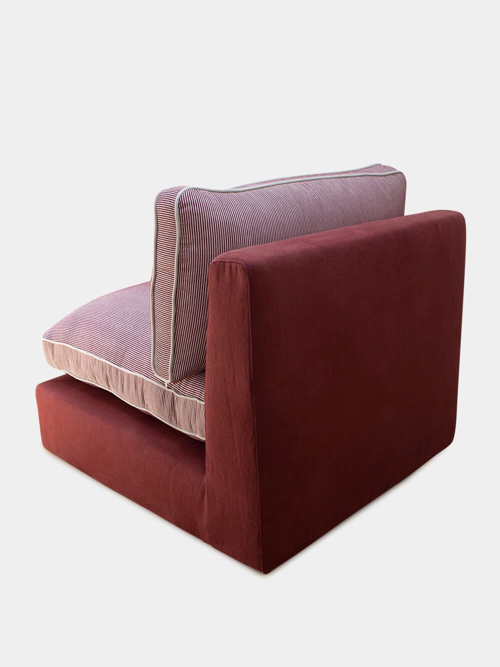 Dinis Bordeaux Linen and Wood Sofa