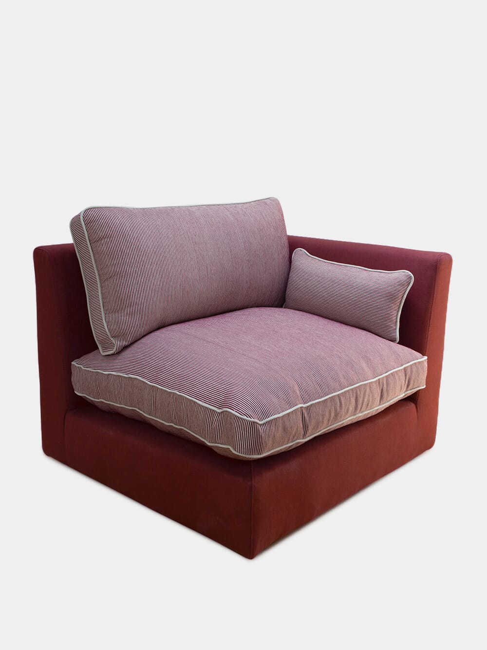 Dinis Bordeaux Linen and Wood Sofa