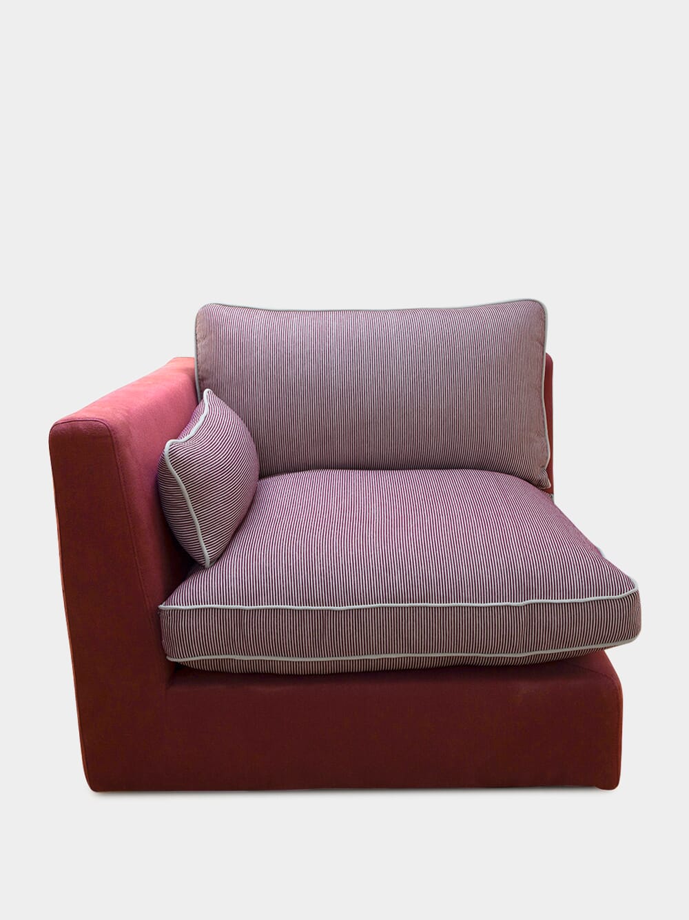 Dinis Bordeaux Linen and Wood Sofa
