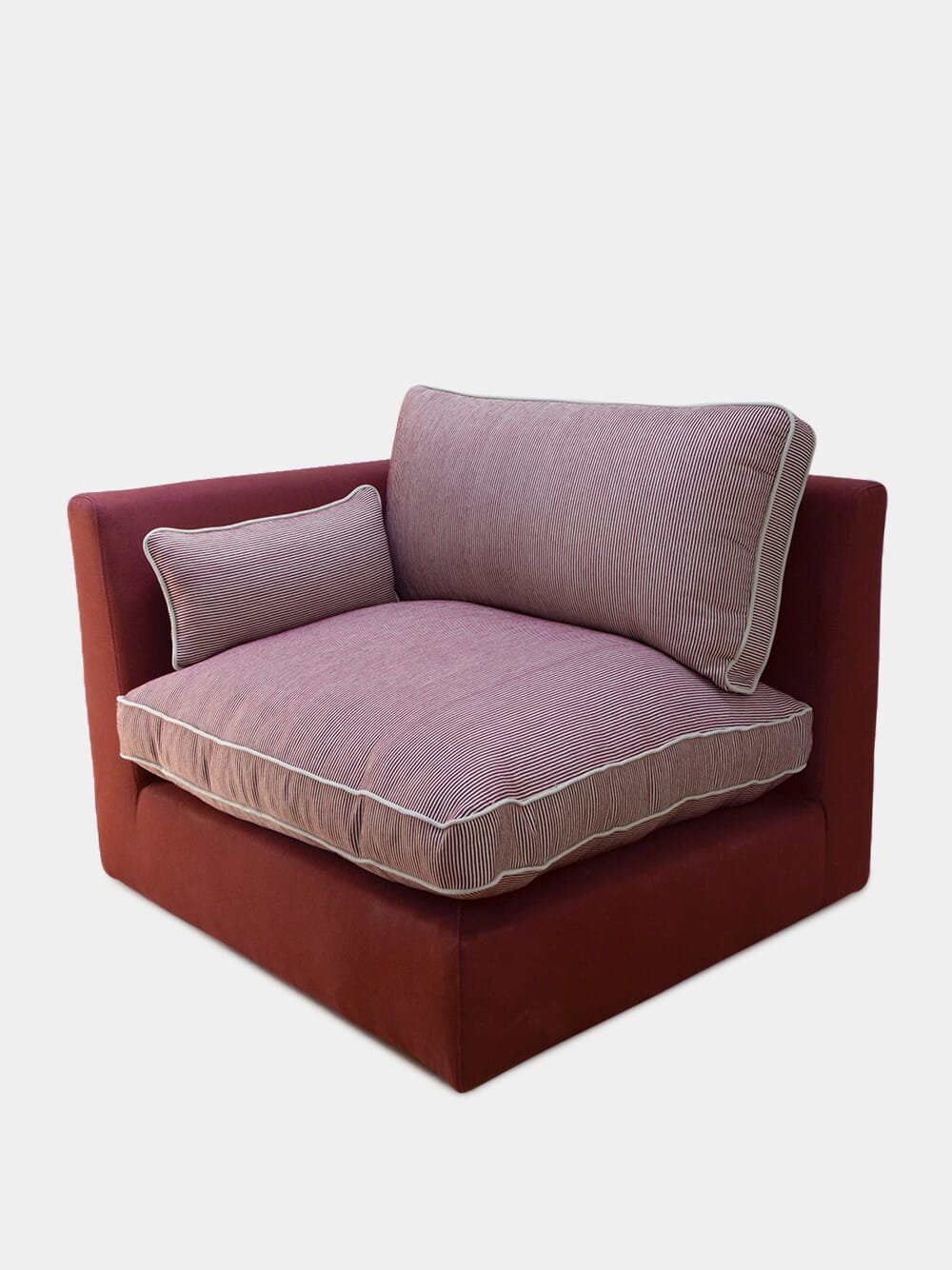 Dinis Bordeaux Linen and Wood Sofa