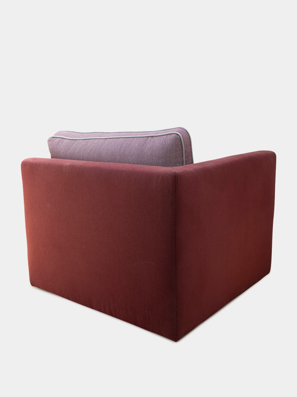 Dinis Bordeaux Linen and Wood Sofa