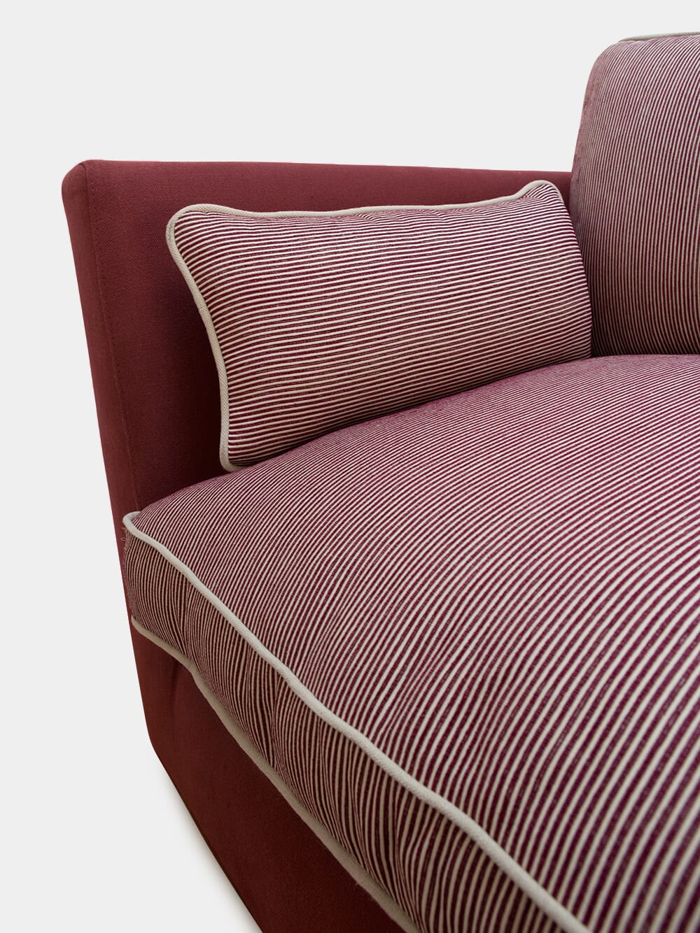 Dinis Bordeaux Linen and Wood Sofa