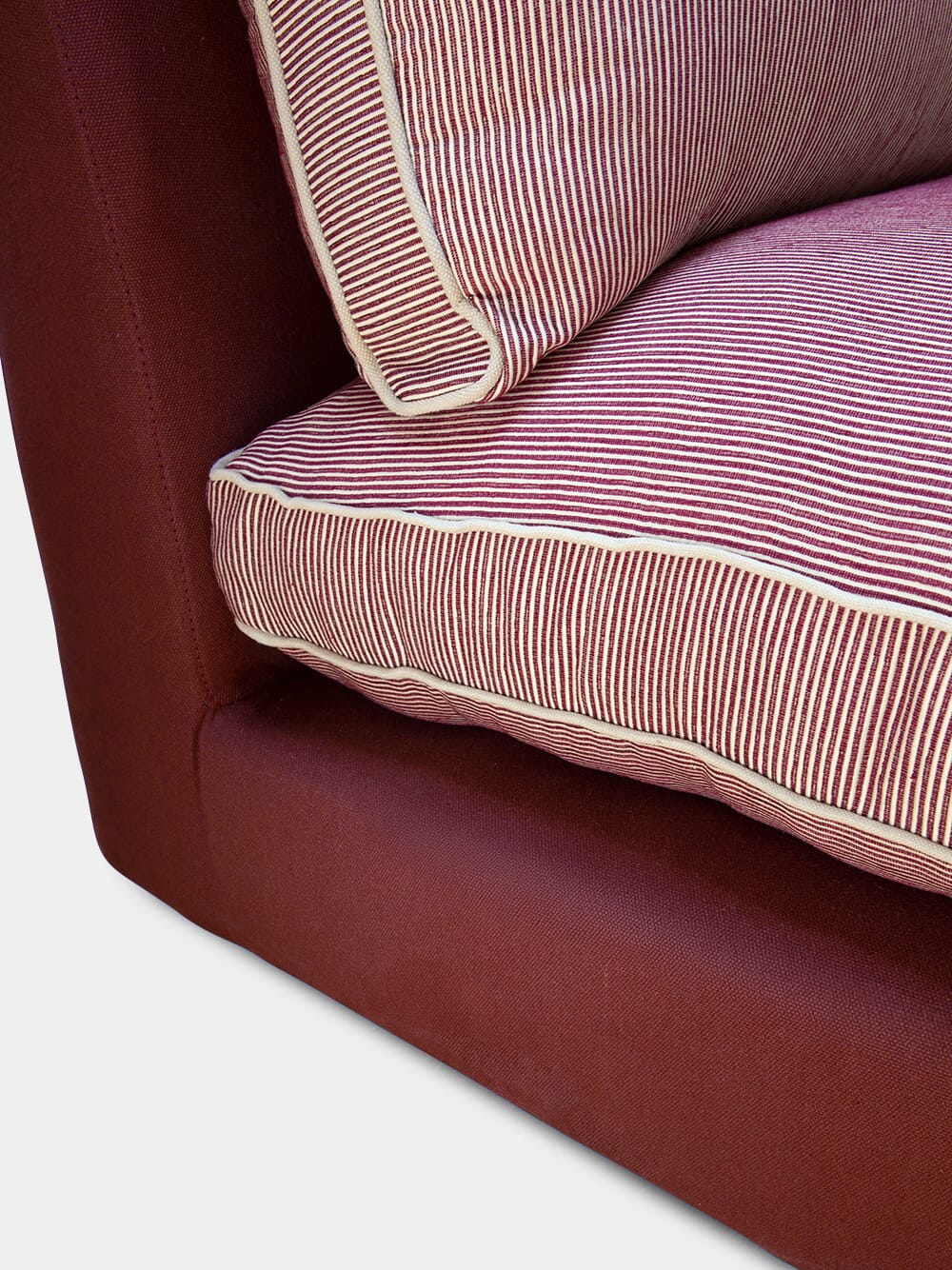 Dinis Bordeaux Linen and Wood Sofa
