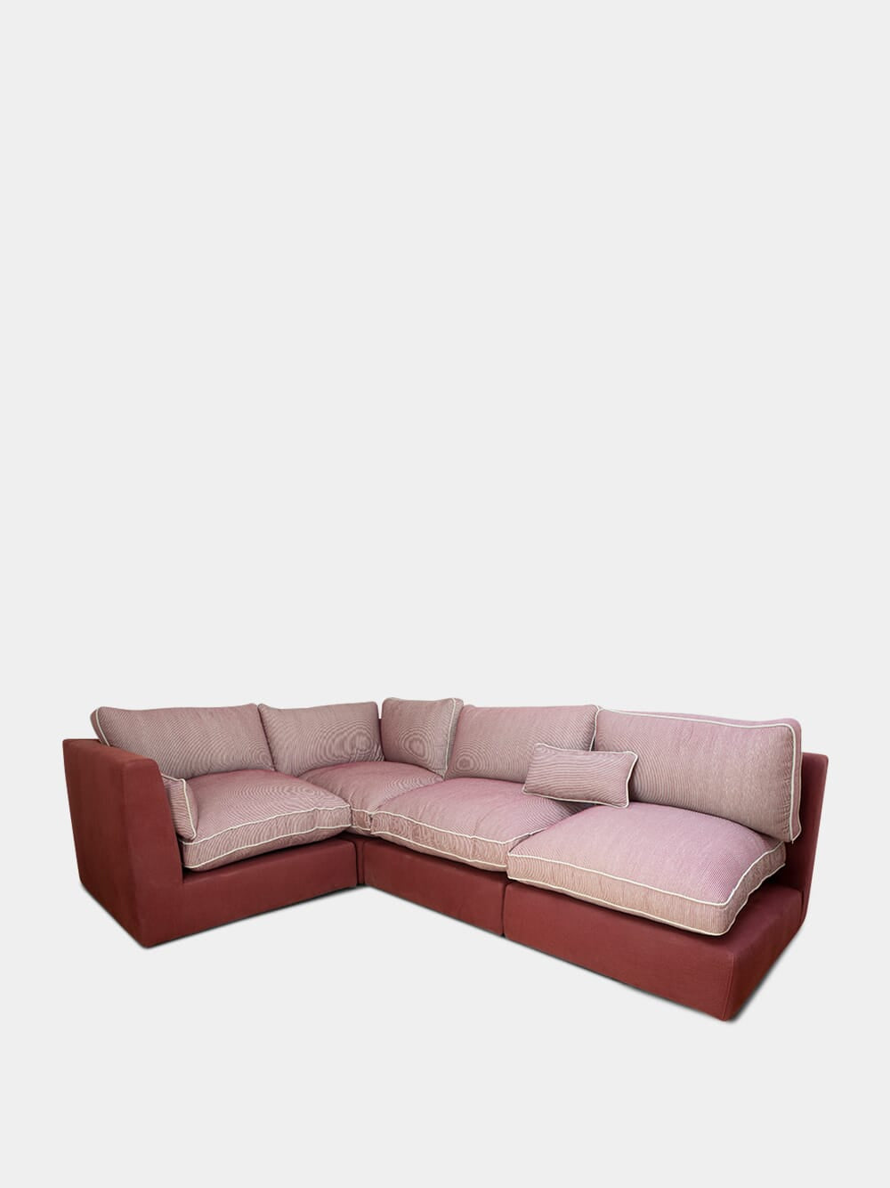 Dinis Bordeaux Linen and Wood Sofa