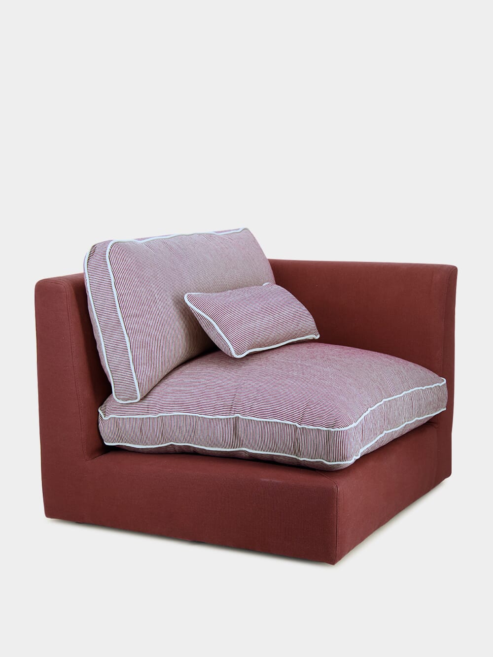 Dinis Bordeaux Linen and Wood Sofa