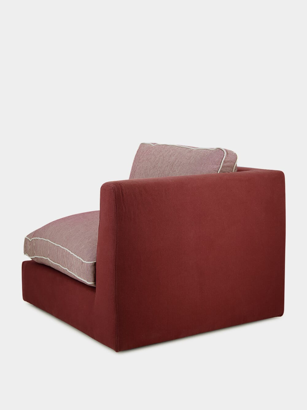 Dinis Bordeaux Linen and Wood Sofa