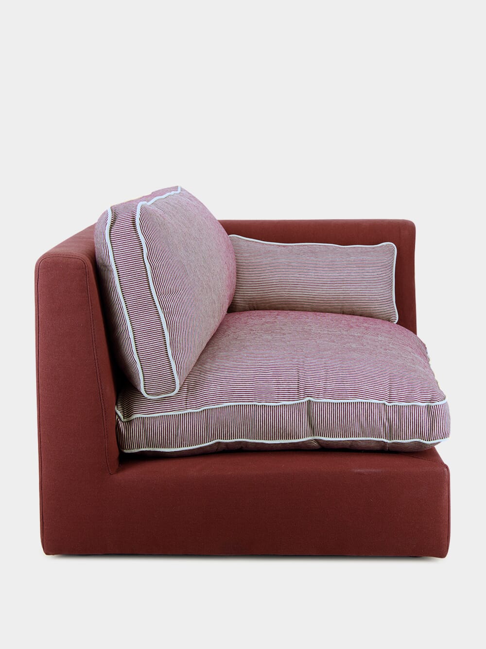 Dinis Bordeaux Linen and Wood Sofa