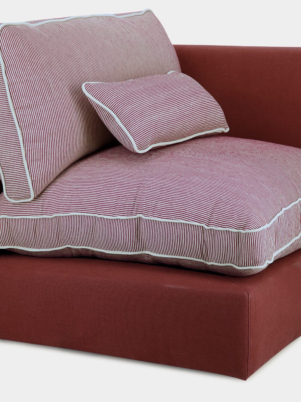 Dinis Bordeaux Linen and Wood Sofa