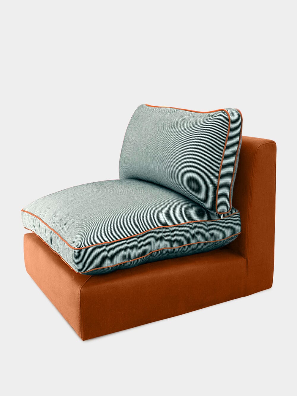 Dinis Brick Linen and Wood Sofa