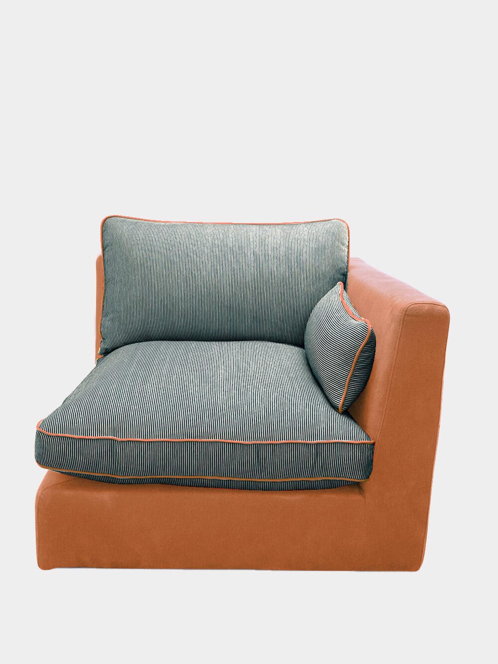 Dinis Brick Linen and Wood Sofa