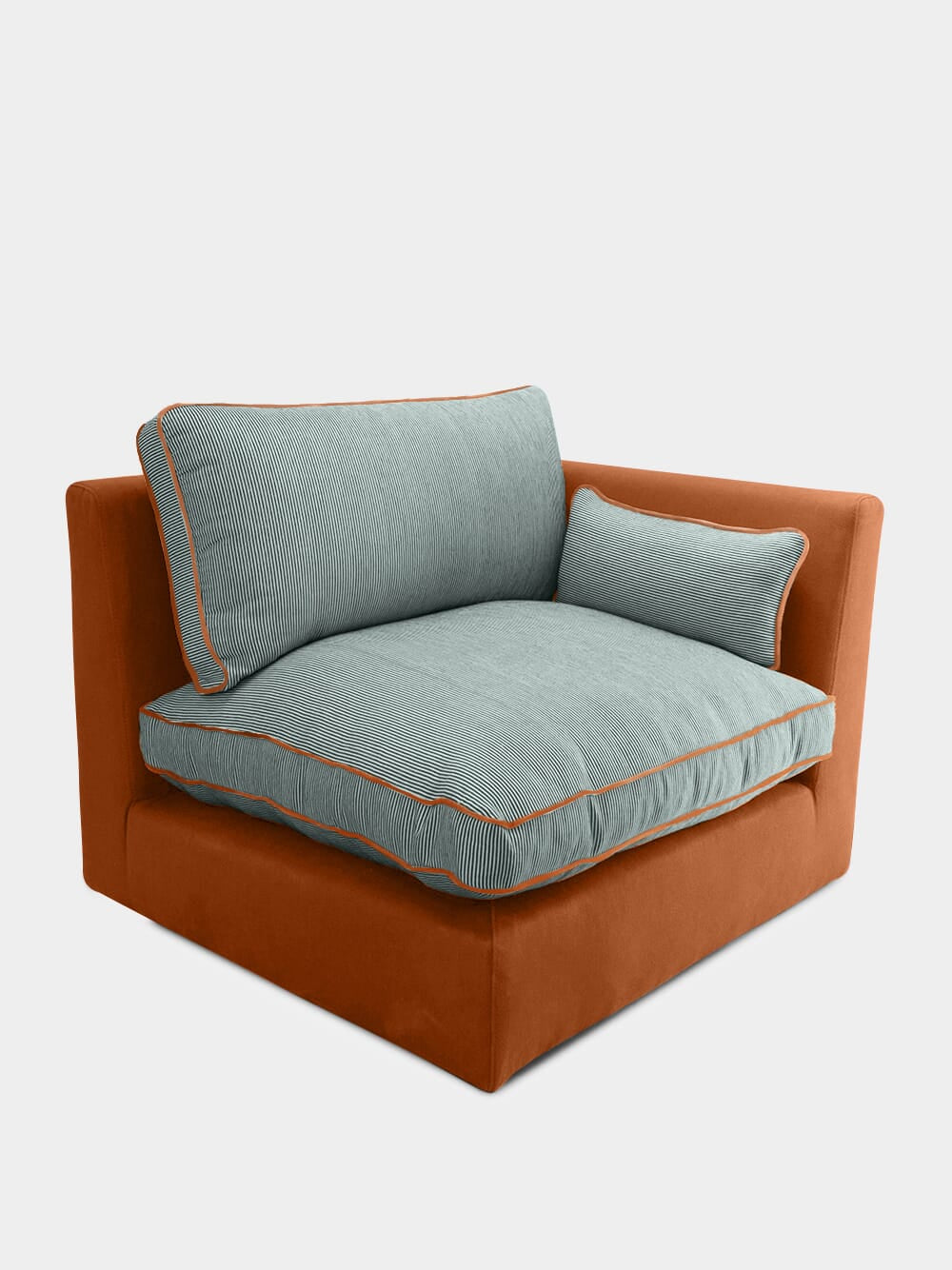 Dinis Brick Linen and Wood Sofa