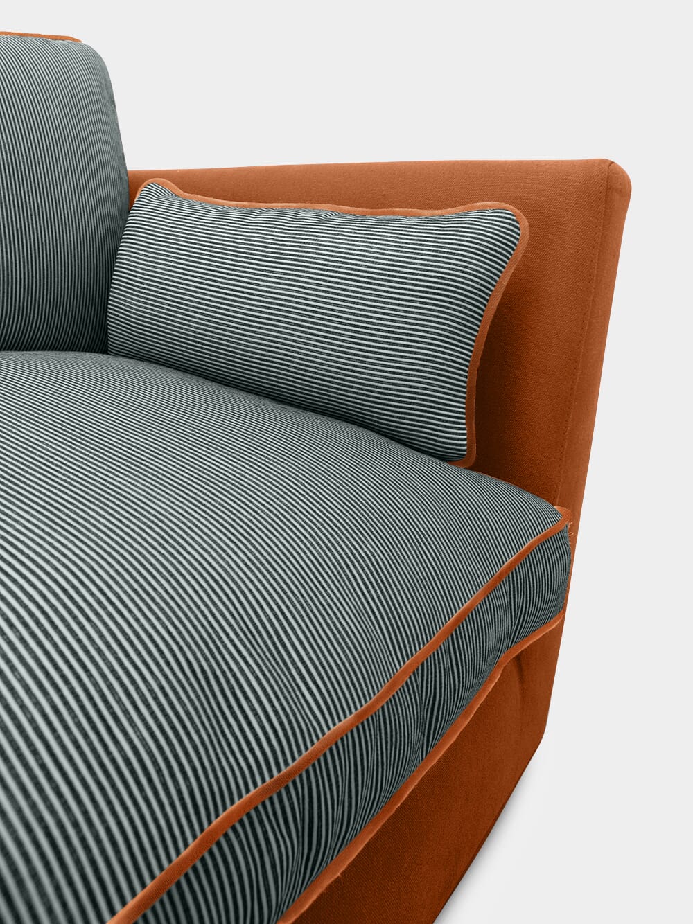 Dinis Brick Linen and Wood Sofa