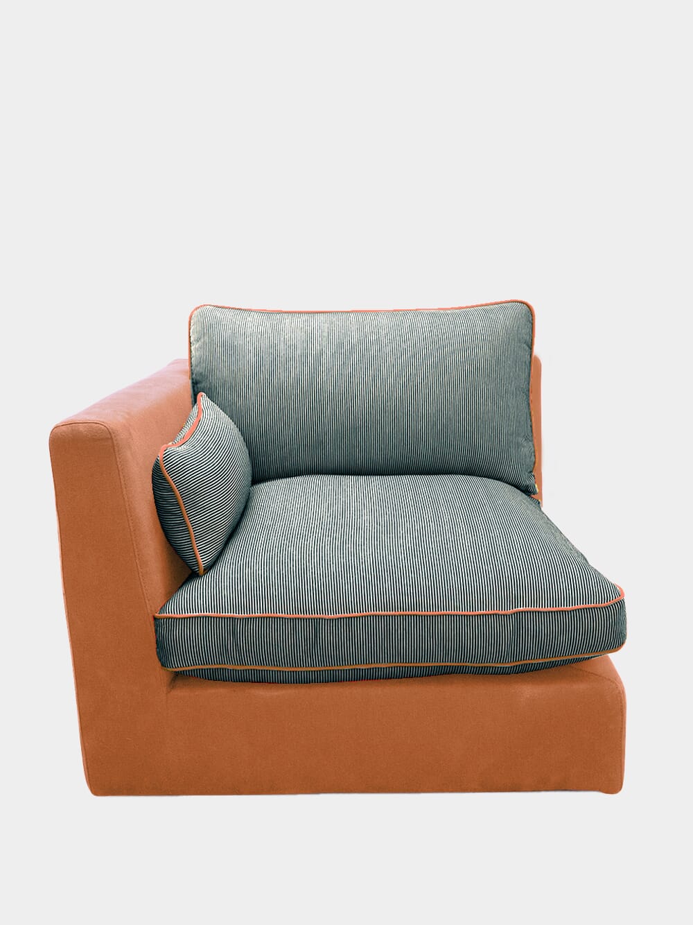 Dinis Brick Linen and Wood Sofa