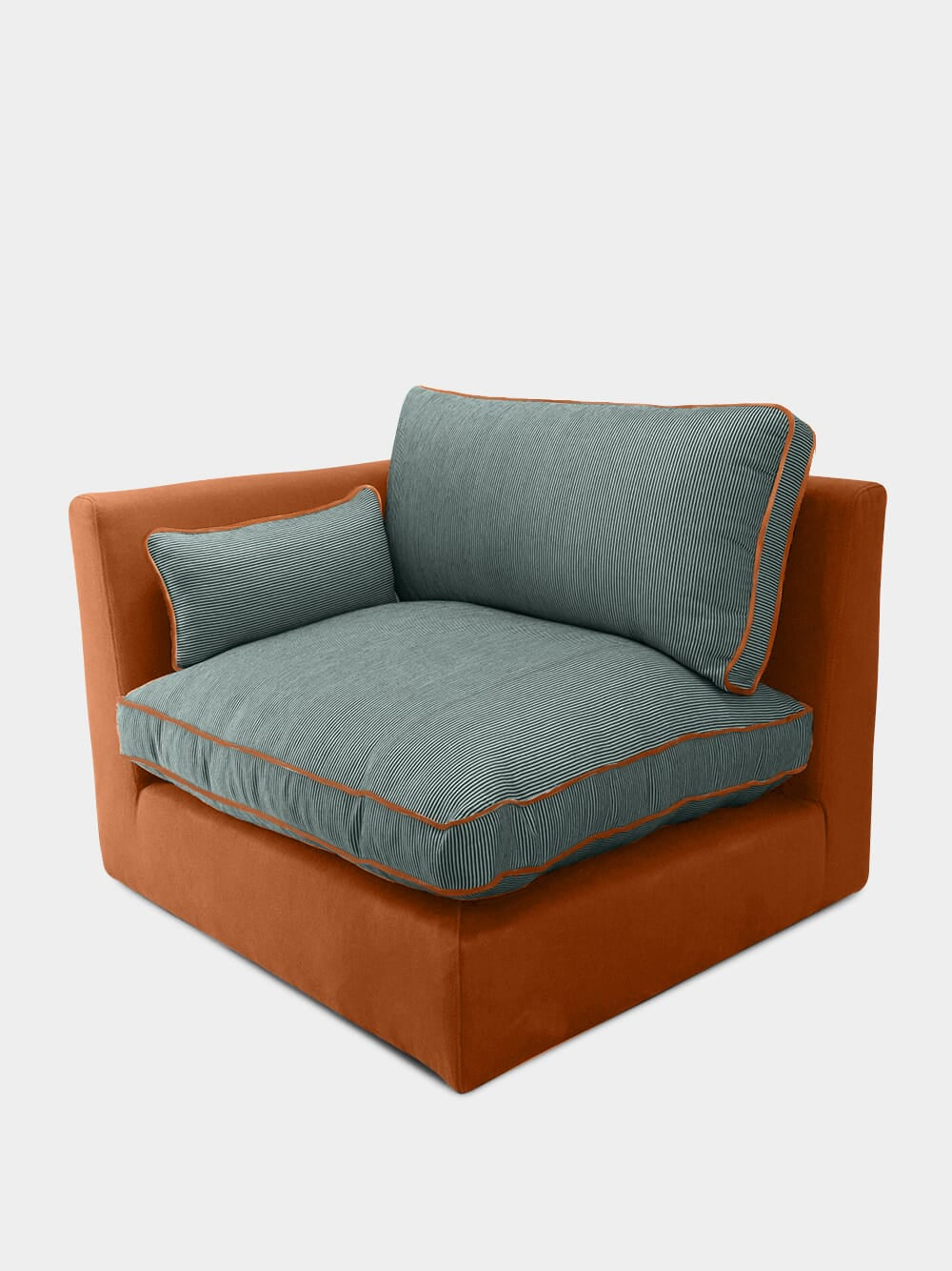 Dinis Brick Linen and Wood Sofa