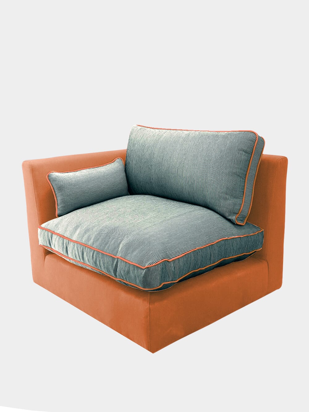 Dinis Brick Linen and Wood Corner Sofa