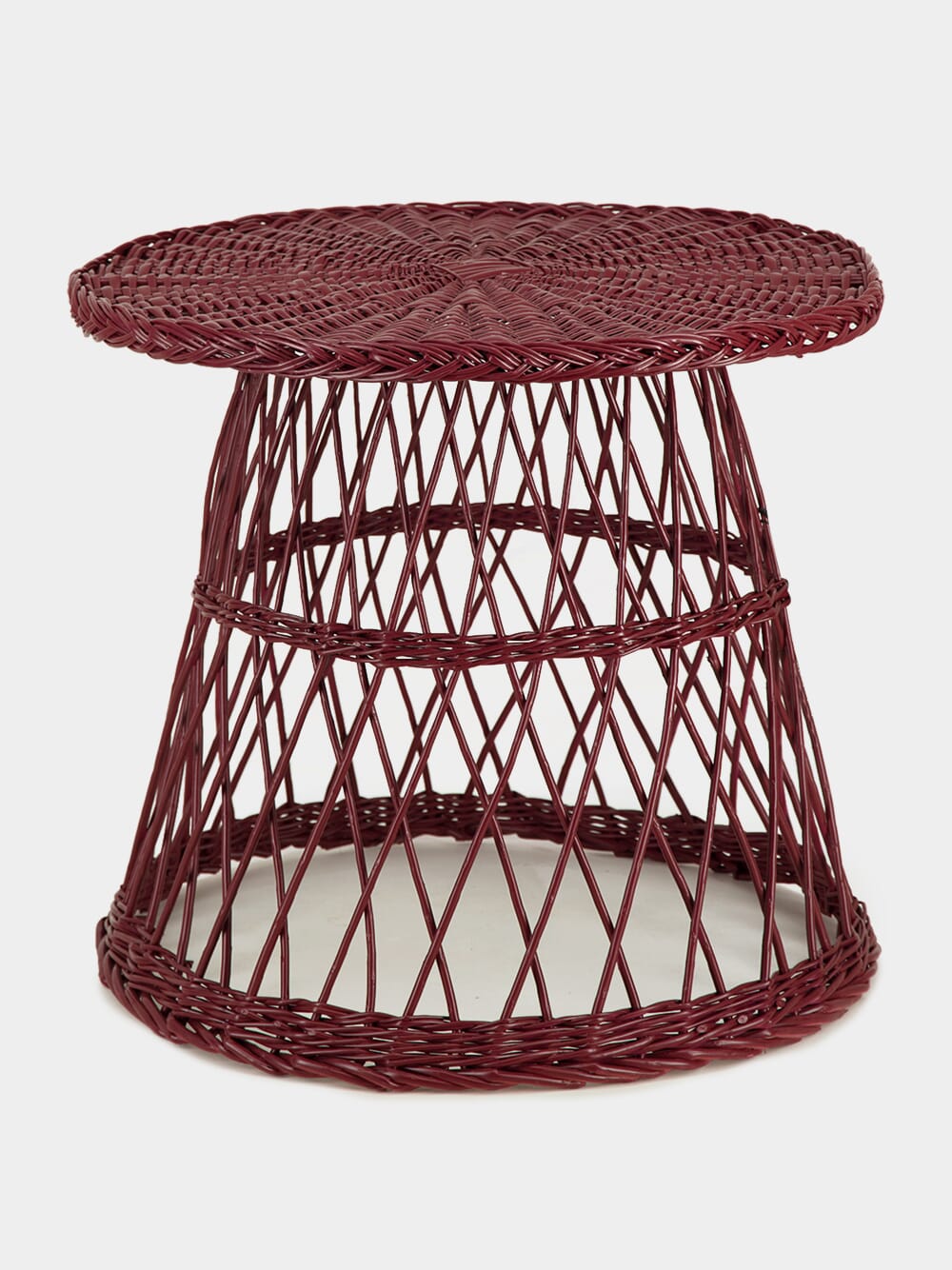 Handmade Furnas Bordeaux Wicker Side Table