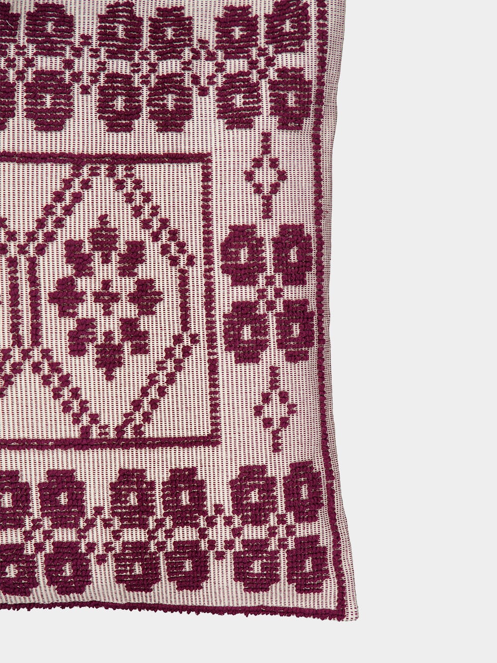 Handmade Inês Bordeaux Cotton Linen Cushion