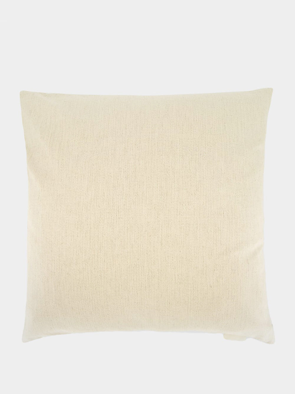 Handmade Florea Natural Linen and Brown Embroidered Cushion