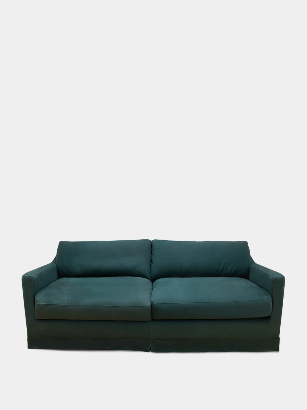 Carlos Green Linen and Wood Sofa