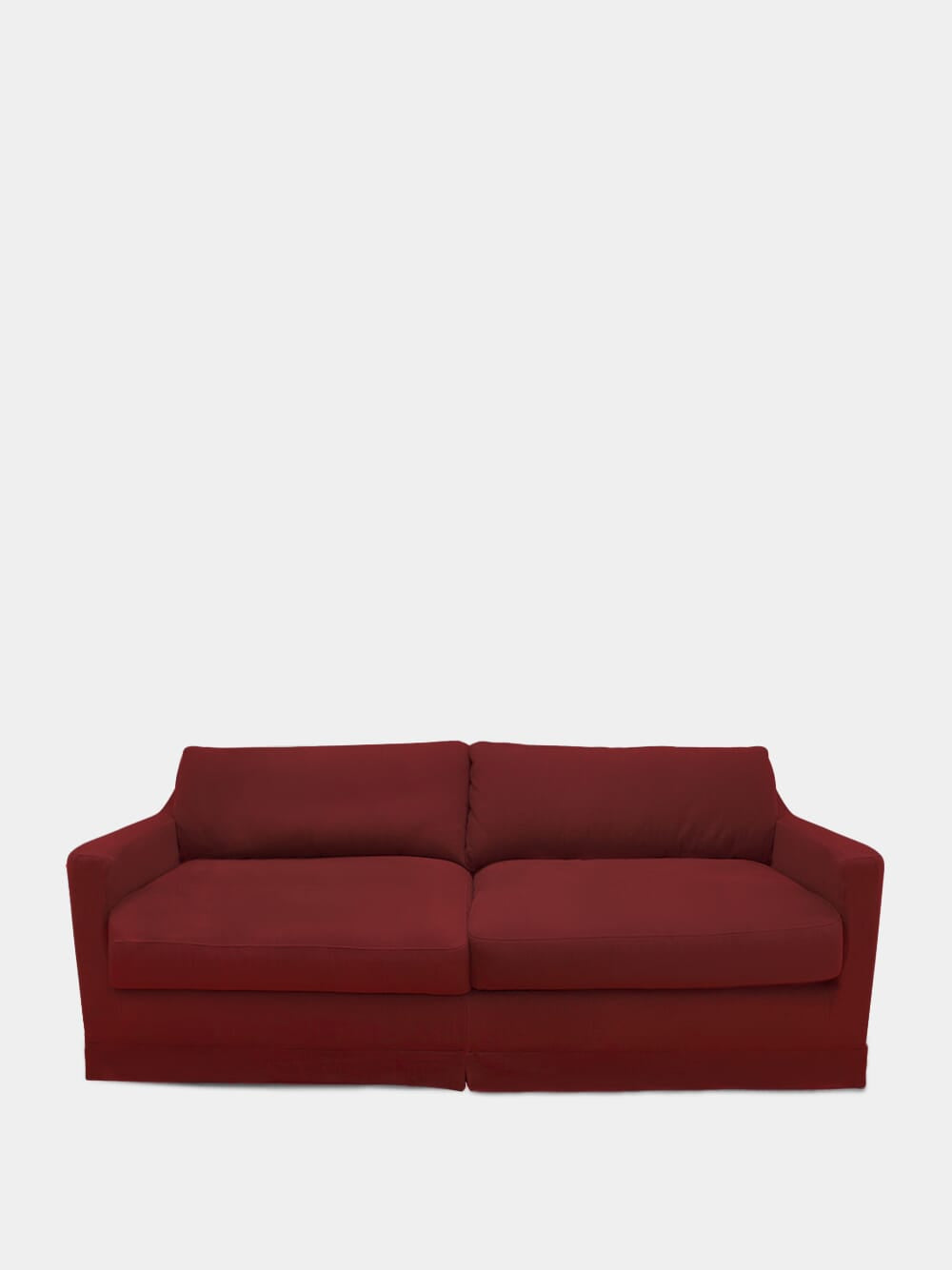 Carlos Bordeaux Linen and Wood Sofa