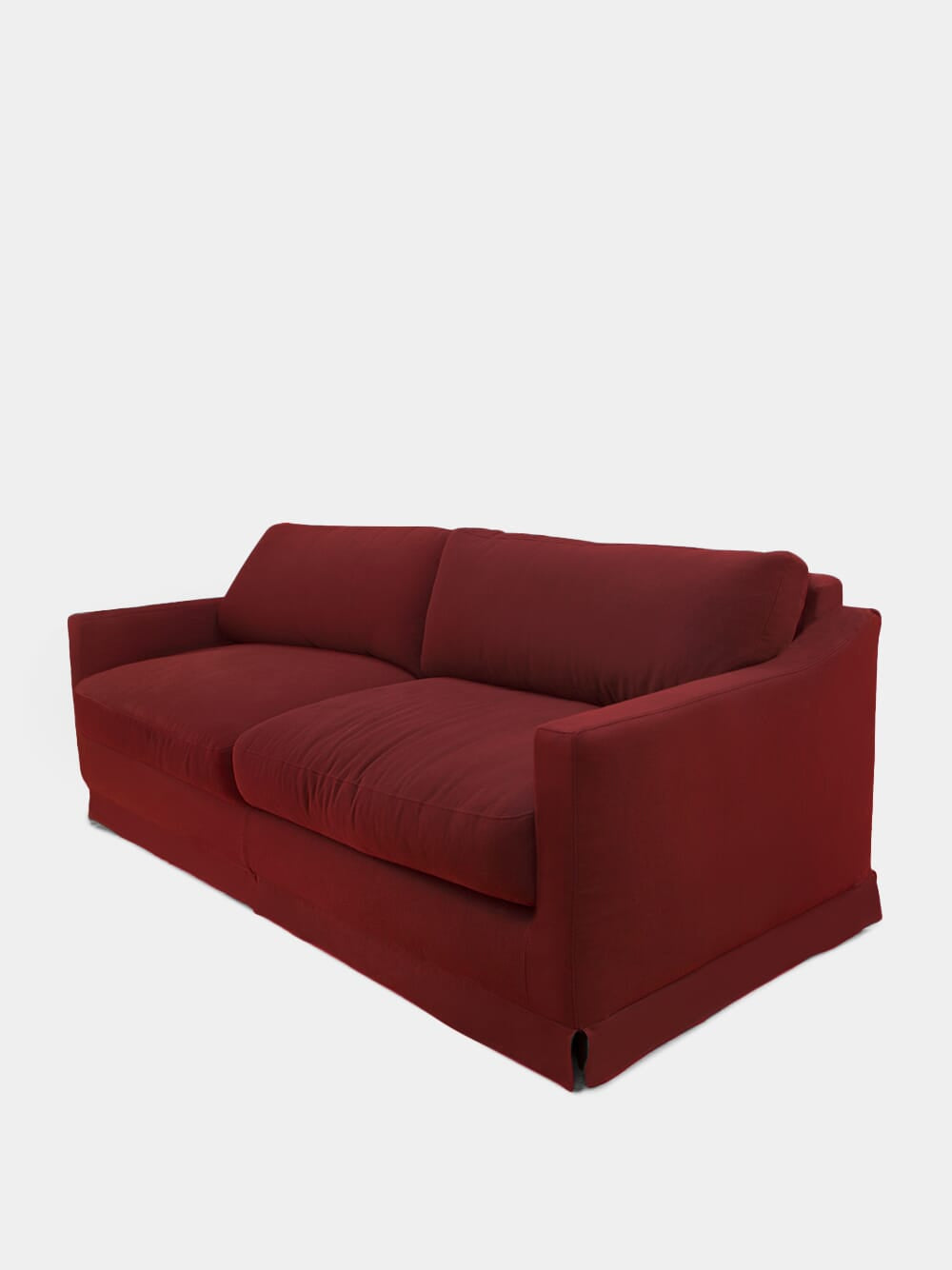 Carlos Bordeaux Linen and Wood Sofa
